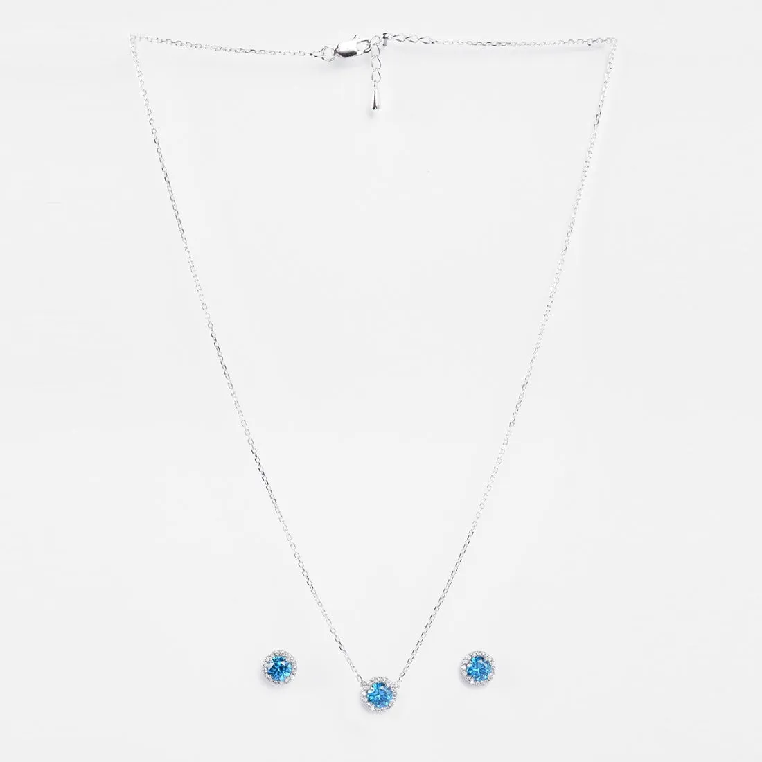 Silver Orsa Blue Solitaire Jewellery Set