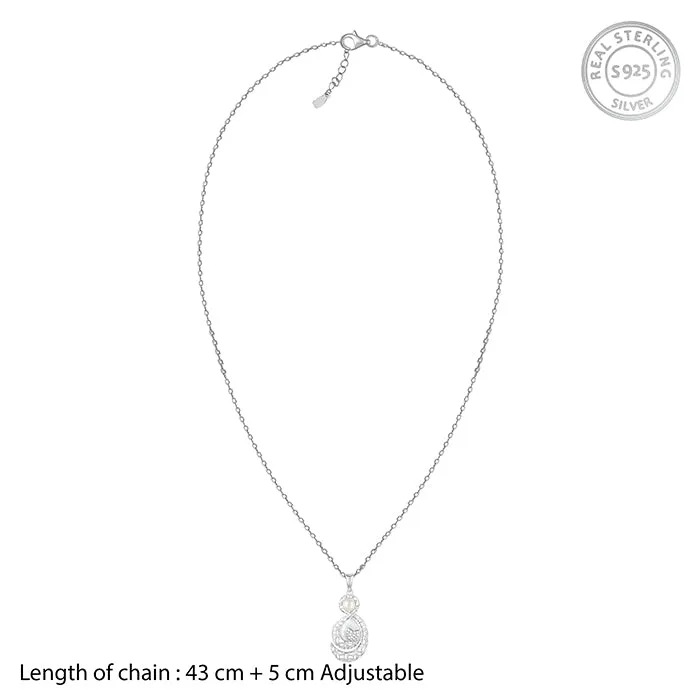 Silver Pure Affection Pendant With Link Chain