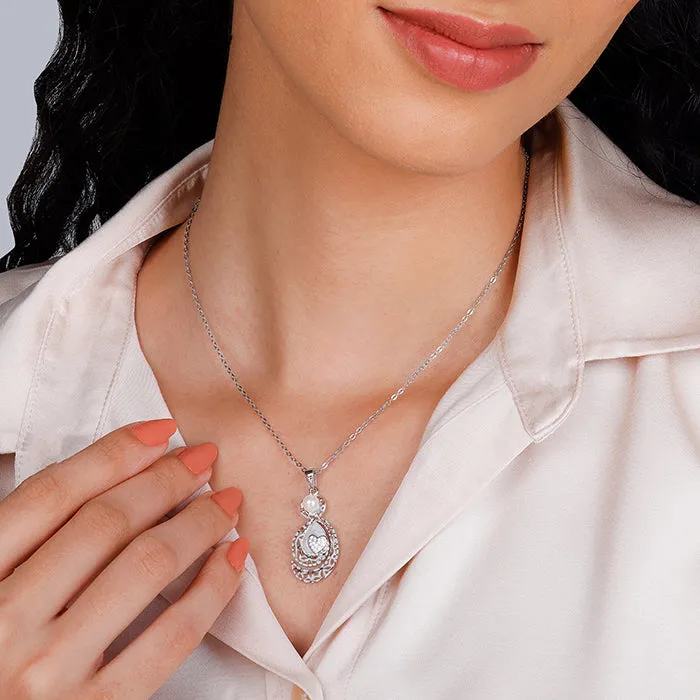Silver Pure Affection Pendant With Link Chain