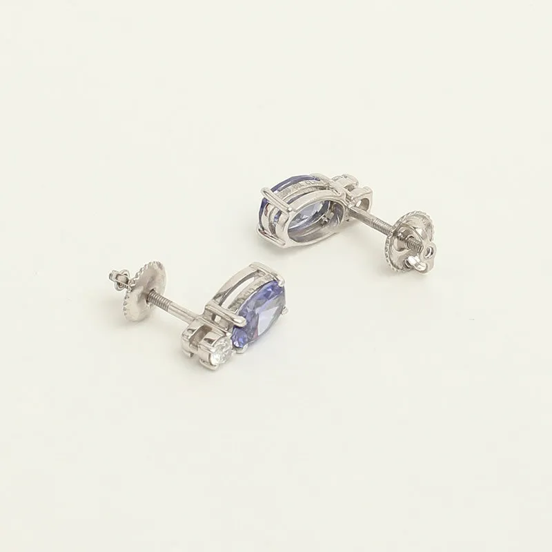 Silver Royal Blue Oval Jewellery Set