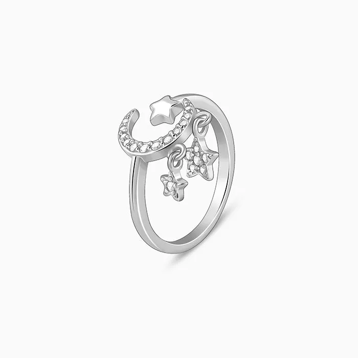 Silver Shiny Crescent Ring