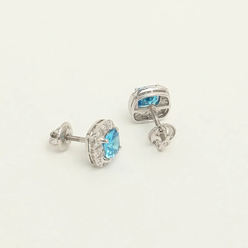 Silver Sky Blue Cushion Jewellery Set