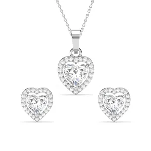 Silver Zilvia Heart Solitaire Jewellery Set