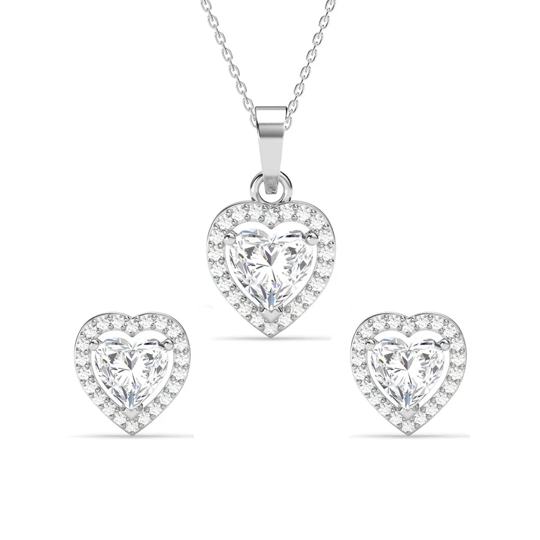 Silver Zilvia Heart Solitaire Jewellery Set