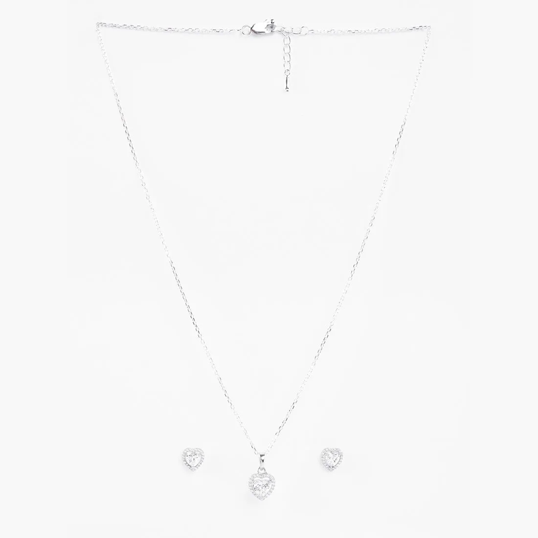 Silver Zilvia Heart Solitaire Jewellery Set