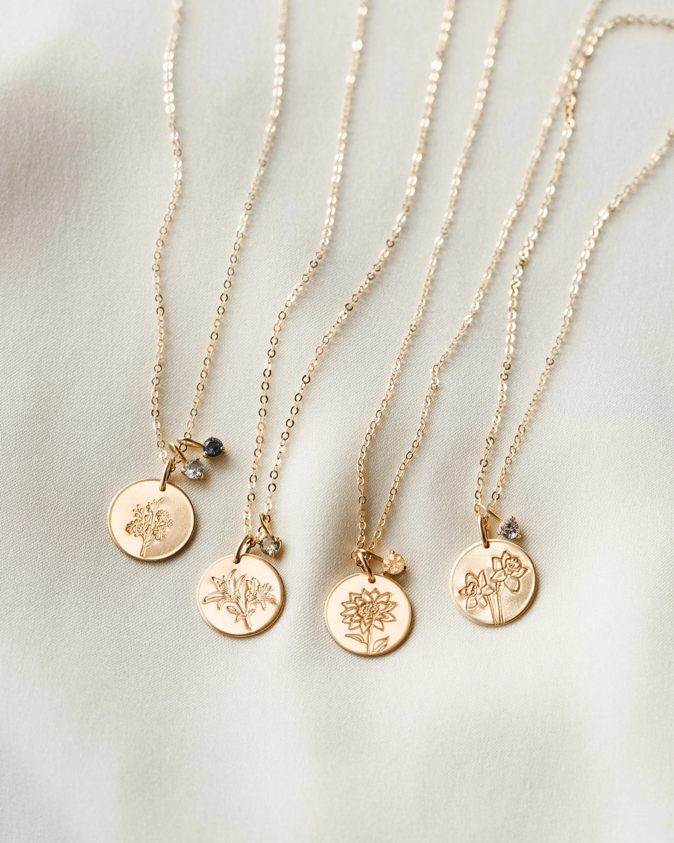 Solid Gold Kindred Birthstone Necklace