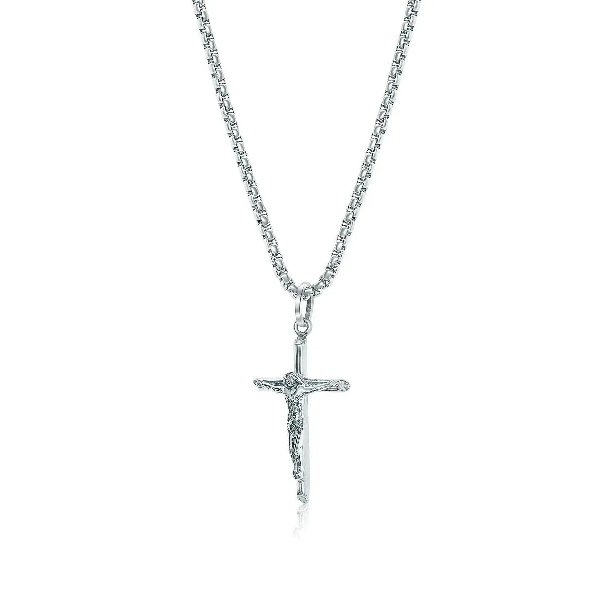 Stainless Steel Tube Crucifix Necklace