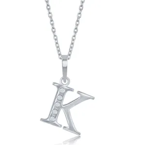 Sterling Silver Diamond "K" Initial Pendant Chain
