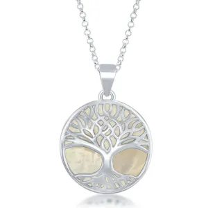 Sterling Silver MOP and Tree of Life Pendant Chain
