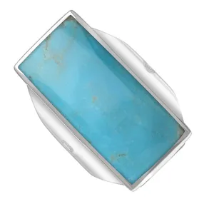 Sterling Silver Turquoise Hallmark Large Oblong Ring