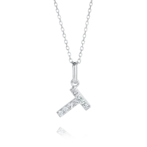 T Letter Pendant White Gold