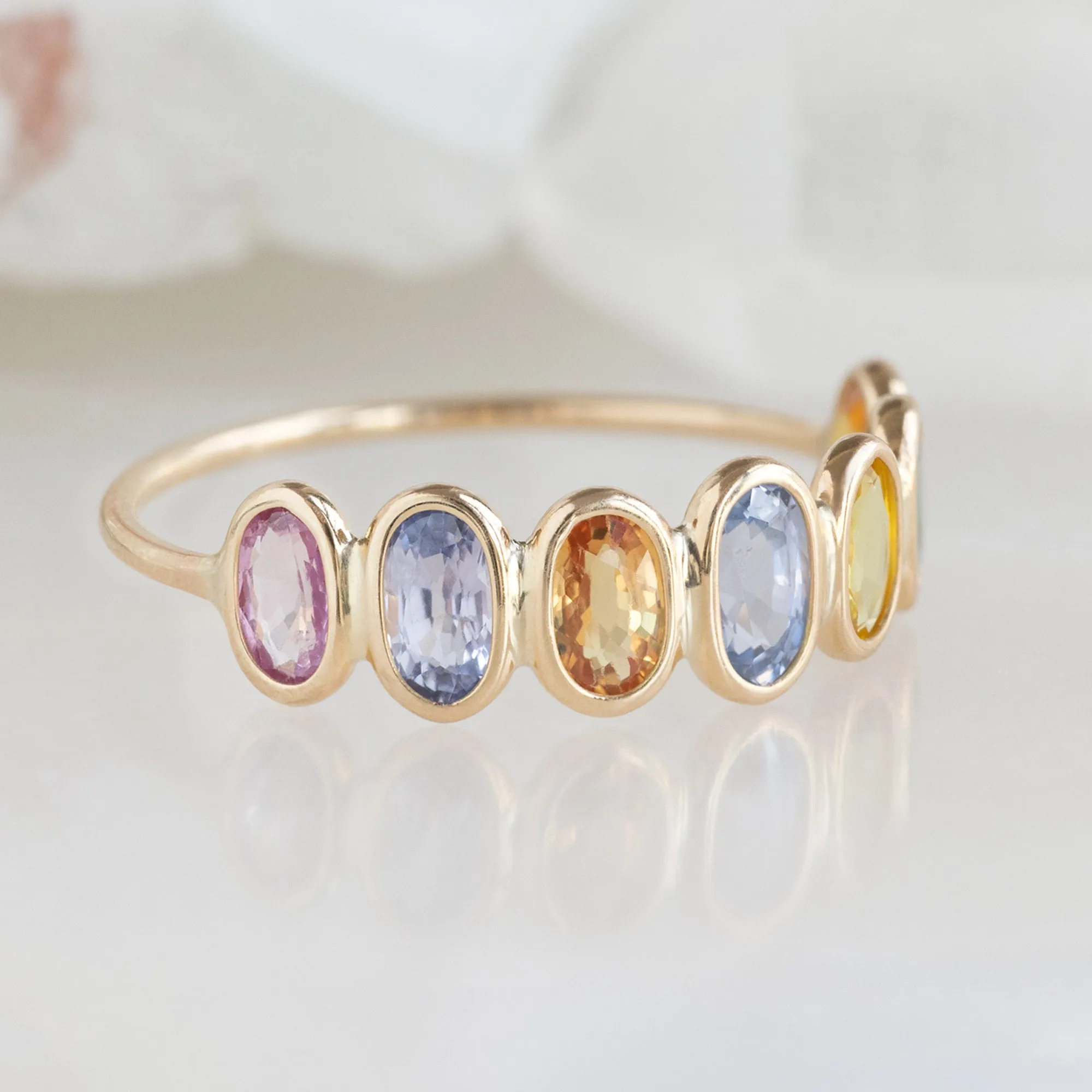 The Pastel Rainbow Gemstone Eternity Ring | Yellow Gold