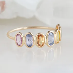 The Pastel Rainbow Gemstone Eternity Ring | Yellow Gold