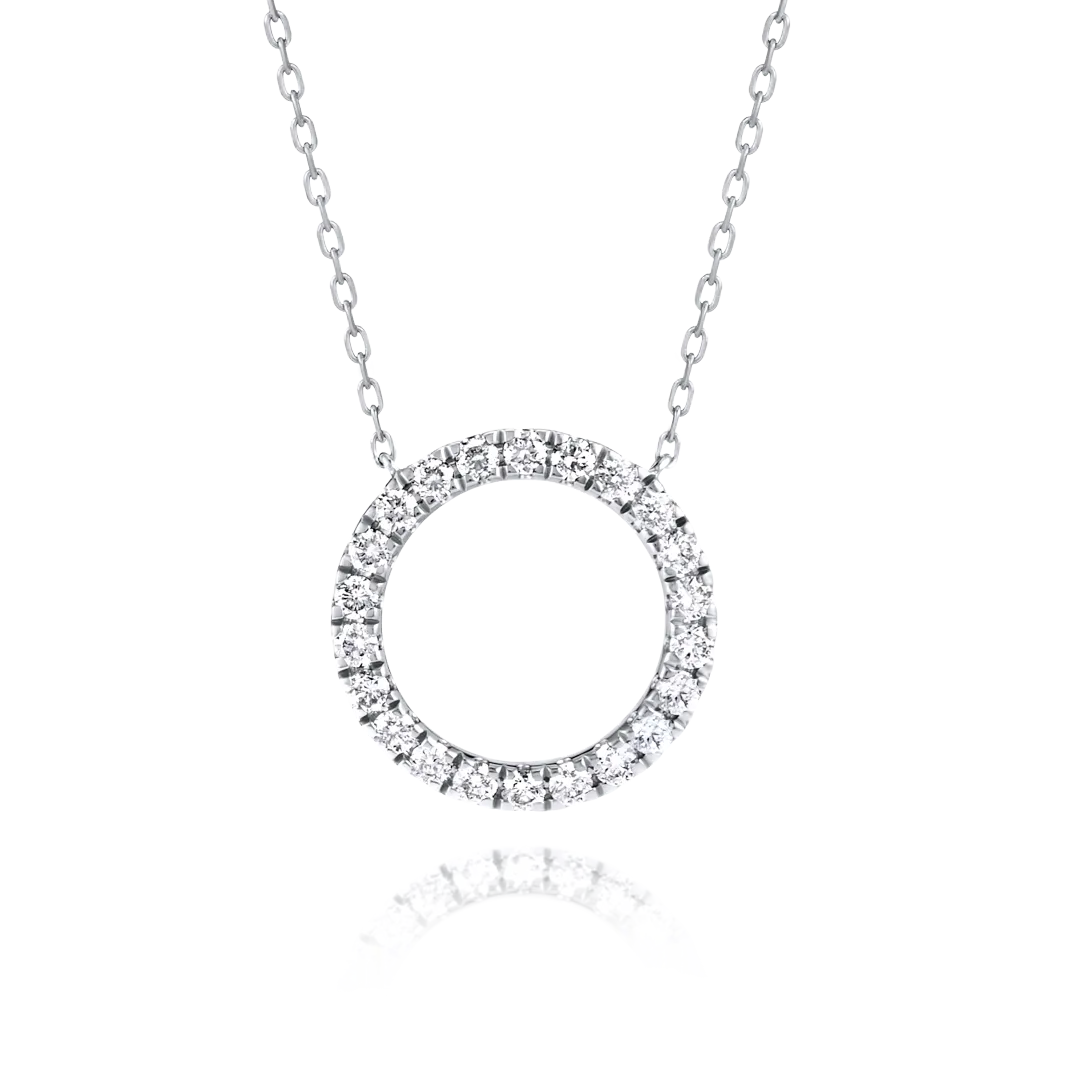 Thin Circle Diamond Pendant White Gold