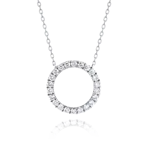 Thin Circle Diamond Pendant White Gold