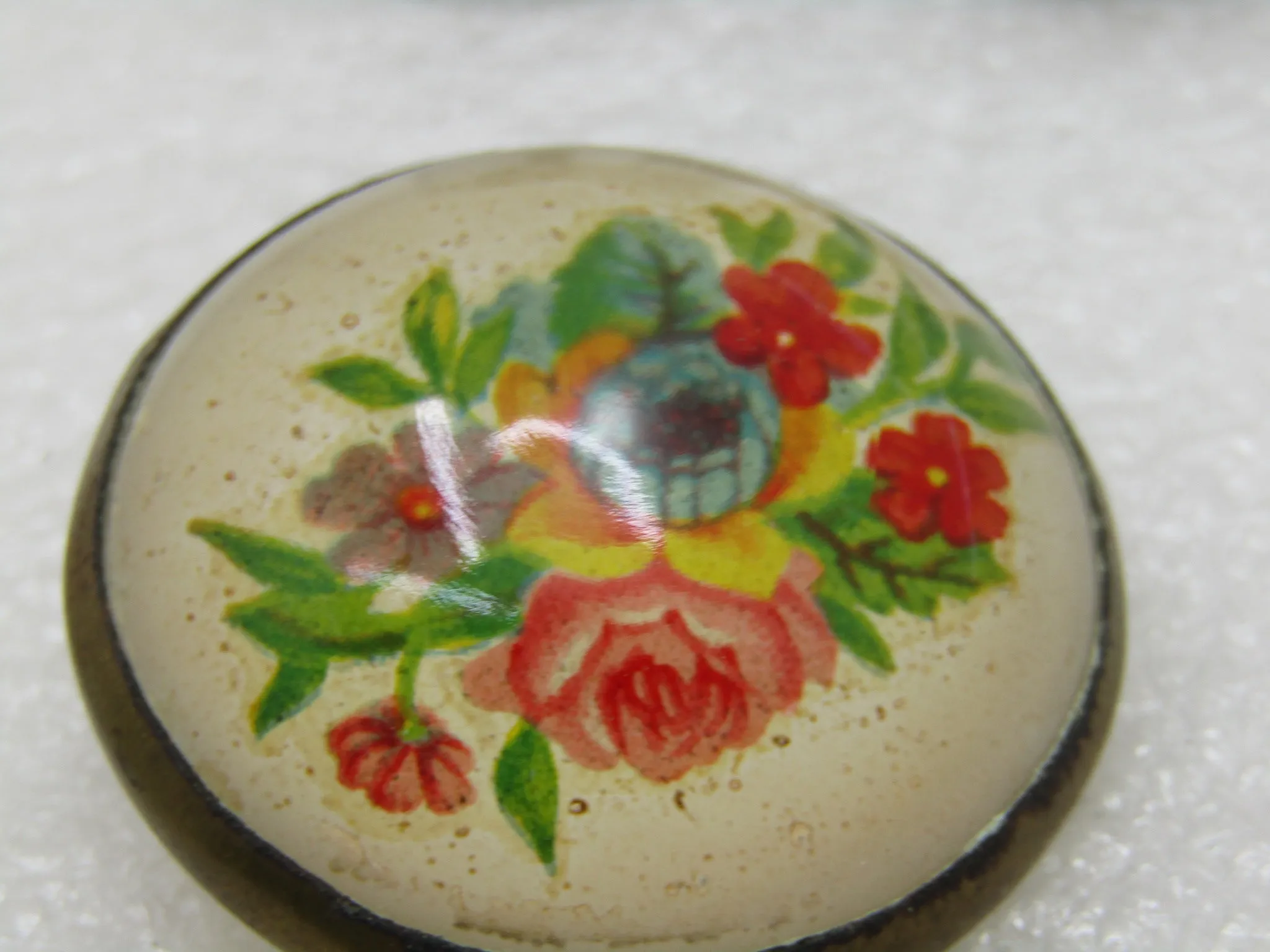 Vintage Floral Bridle Button/Rosette Brooch, 1.5" Across, Early 1900's