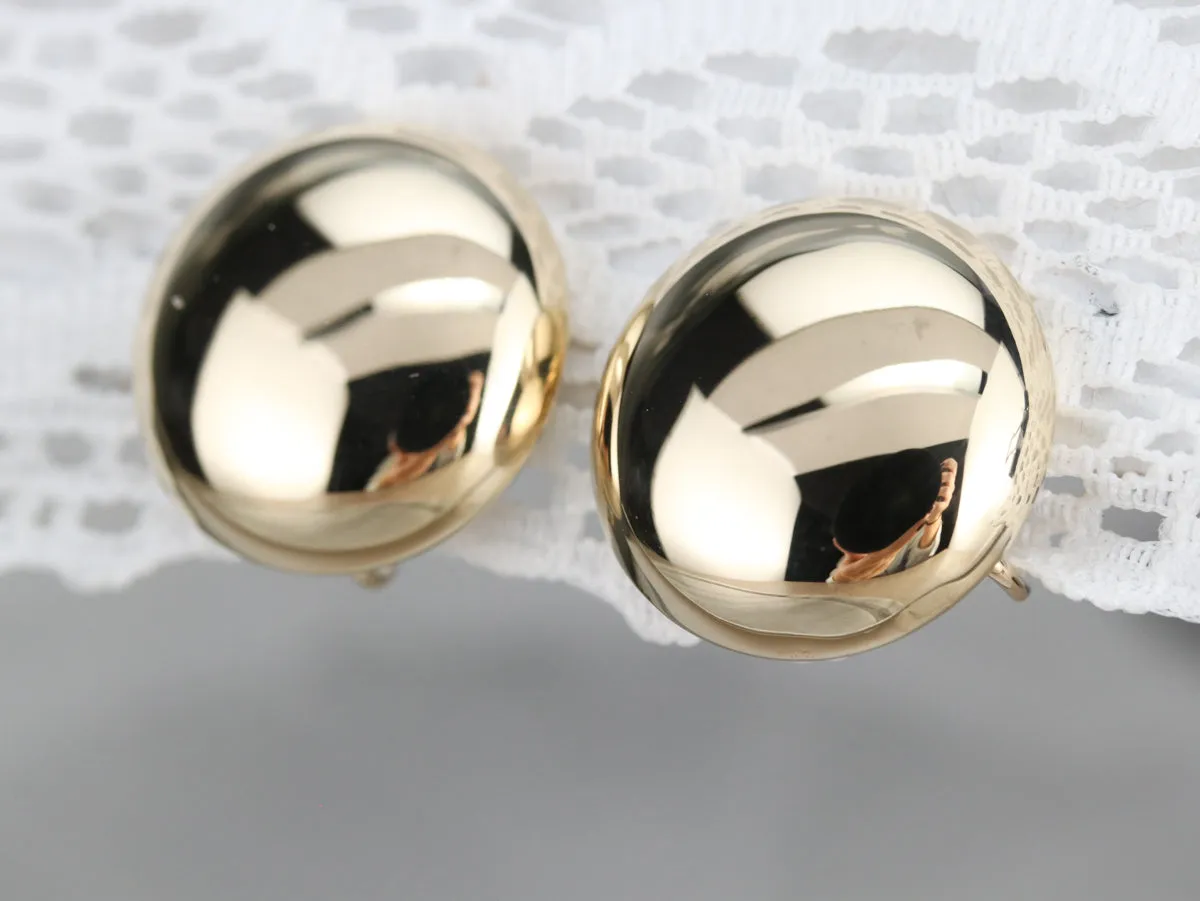 Vintage Gold Button Screw Back Earrings