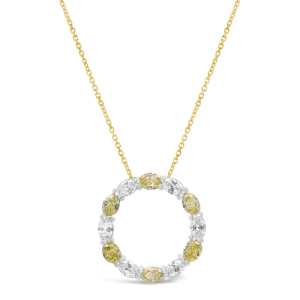 Yellow & White Diamond Circle Pendant