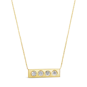 Yellow Gold & Diamond Bar Necklace